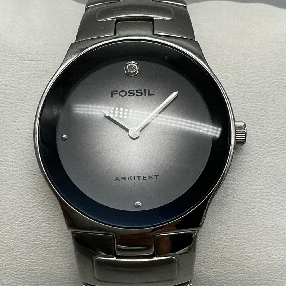 Fossil Arkitekt FS-3028 Womens Watch 35mm Gray Dial Stainless New Battery 8